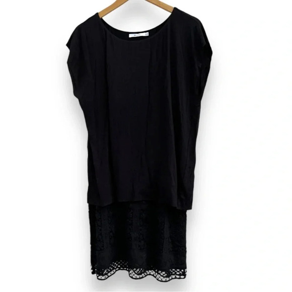 Bailey 44 Layered Tent Overlay Lace Trim Dress Size Medium Black Rayon - Picture 8 of 8